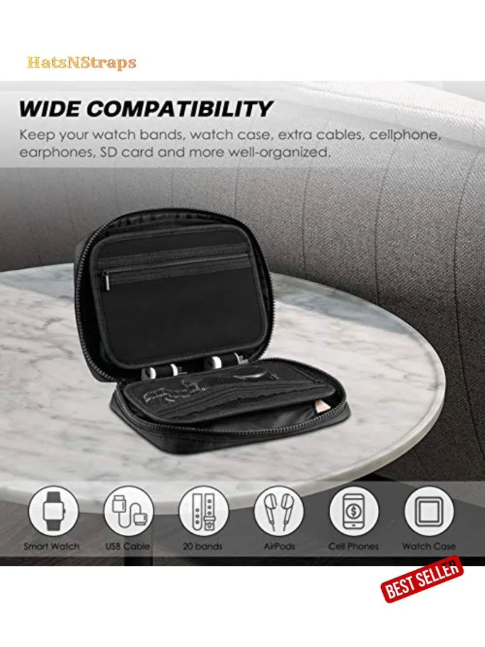 Watch Band Storage Organizer, Travel Carrying Case for Smartwatch Bands -